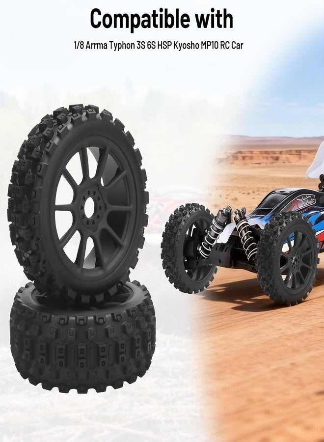 daitoku 1/8 RC Car Tires and Wheels, daitoku 17mm Hex RC Buggy Tires for 1/8 Arrma Typhon 3S 6S HSP Kyosho MP10 (Black) - Image 3